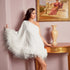 One Shoulder Fur Hem Cape Dress - ROUTINE FASHION